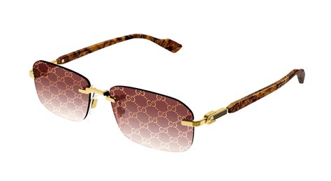 gg1221s-00456|Rectangular frame sunglasses in gold.